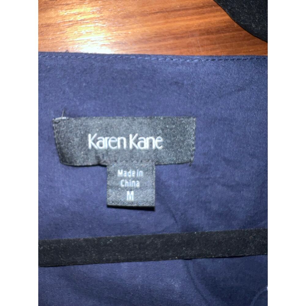 Karen Kane Boardwalk Embroidered Dress Navy Ivory Scallop Hem Medium NWT - Picture 6 of 11